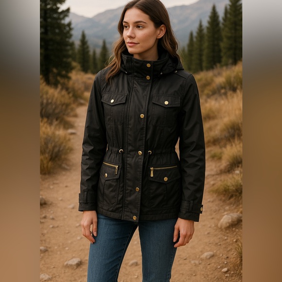 Michael Michael Kors Black Hooded Utility Anorak Jacket XS – Gold Hardware - Picture 7 of 7